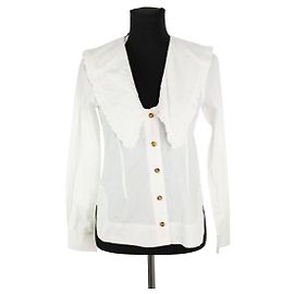 Ganni Blusa de algodón blanca Blanco