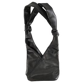 Mm6 Bolsa de couro preta Preto