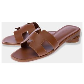 Hermès HERMES Oran Brown Leather Shoes - 102903 Brown