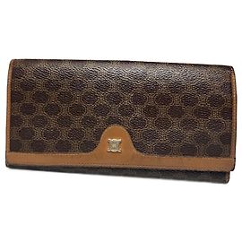 Céline Vintage Celine Triomphe Monogram Leather wallet brown Brown