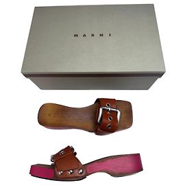 Sandalias de madera Marni vintage rosa marrón EU37 Rosa
