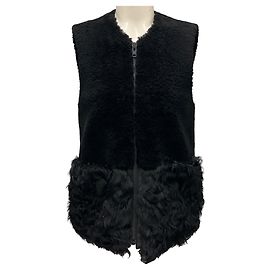 Schwarze Lammfellweste Loeffler Randall Schwarz