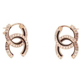 Chanel Ohrhänger Champagner Gold Metall mit Strass Golden