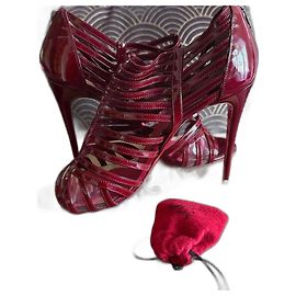 Christian Louboutin Sandals Leather Dark Red 39 Dark red