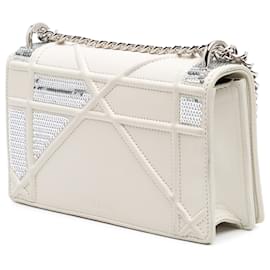 Dior-Dior White Small Calfskin Diorama Sequin Flap-White