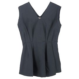Marni Texturiertes V-Ausschnitt-Peplum-Top aus marineblauem Polyester Blau Marineblau