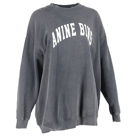 Grauer Baumwollpullover mit distressed Logo-Print Anine Bing Tyler Grau