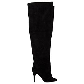 Stivali Alaïa sopra il ginocchio in suede nero Nero
