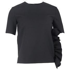 Schwarzes Polyester-T-Shirt mit Rüschendetails von MSGM Schwarz