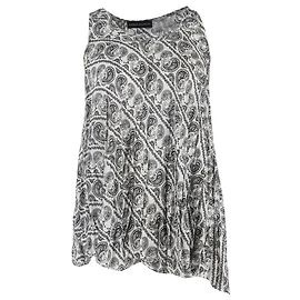 Camiseta assimétrica com estampa paisley em viscose preta e branca de Pierre Balmain Outro Impressão em python