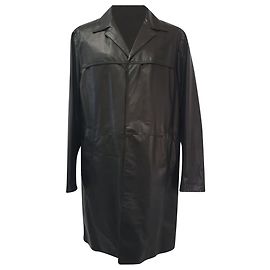 Prada Hidden Closure Trench Coat in Black Lamb Leather Black