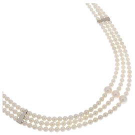 Autre Marque Colar de Pérolas em Ouro Branco K14 Prata