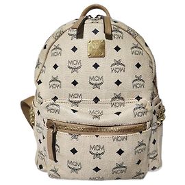 MCM Visetos Petit Sac à Dos Stark en Cuir Beige Beige
