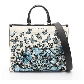 Bulgari Bvlgari Serpenti Tote Bag Black White Blue