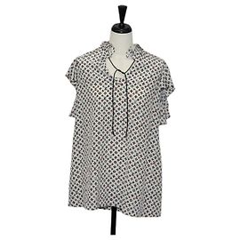 LOUIS VUITTON Bluse Seide Weiß LV Auth 137476M Weiß