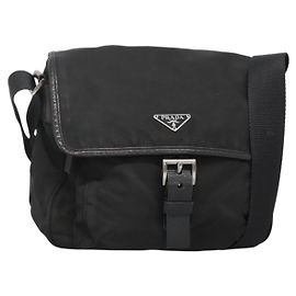 Borsa a Spalla PRADA Nylon Nero Argento Autentica yk19309 Nero Argento