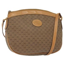 Gucci Bolsa de Ombro Micro GG Supreme PVC Bege Dourado Auth ki5912 Bege Dourado