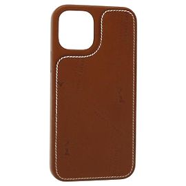 Hermès HERMES Capa para iPhone 12 & 12 Pro Capa de iPhone Couro Marrom Auth BA5561 Marrom