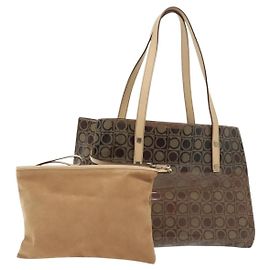 Sac fourre-tout Salvatore Ferragamo en vinyle marron Auth BA5417 Marron