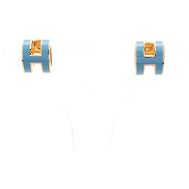 Pendientes Mini Pop Ash de Hermès Azul Dorado