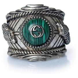 Anello logo giardino in argento Gucci Argento Verde