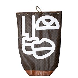 Louis Vuitton x Steve Te Pas, Sac Marin peint à la main Marron