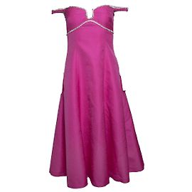Autre Marque Robe midi texturée rose Self-Portrait avec diamants Rose