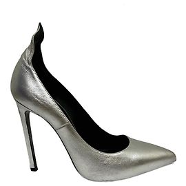 Saint Laurent Thorn silver leather pumps Silvery