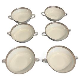 Autre Marque Bernardaud Vercors white porcelain bowls with platinum edge White