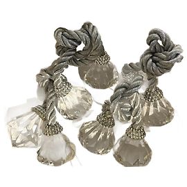 Autre Marque L'Objet Paris Silver Napkin Rings with Diamond Pendants Silvery