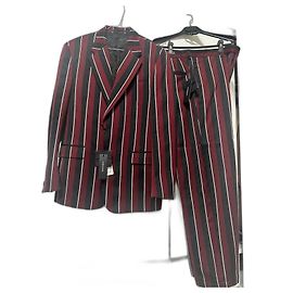 Versace Stripes Suit Black White Red