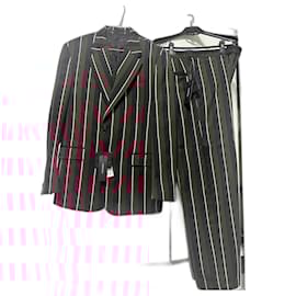 Versace-Terno listrado Versace-Preto,Branco,Vermelho