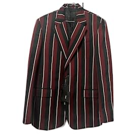 Versace-Blazer Listrado Versace-Preto,Branco,Vermelho