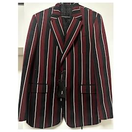 Versace-Blazer Listrado Versace-Preto,Branco,Vermelho