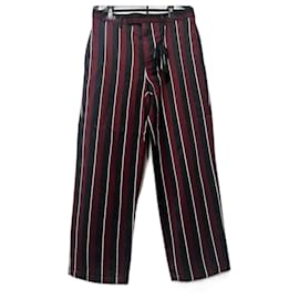 Versace-Calças listradas regimentais Versace-Preto,Branco,Vermelho