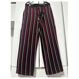 Versace-Calças listradas regimentais Versace-Preto,Branco,Vermelho