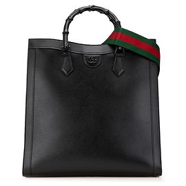 Gucci Bamboo Diana Große Sherry Line Tote/Schultertasche Schwarz
