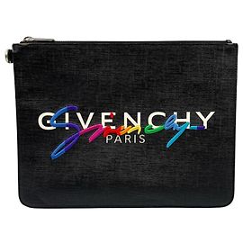 Bolsa de couro com logo arco-íris para homens Givenchy Preto