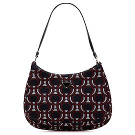 Prada Schwarze Jacquard Strick Cleo Schultertasche Schwarz