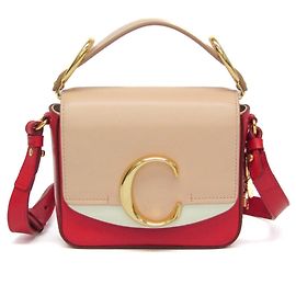 Chloé C Mini Lederhandtasche Rot Beige
