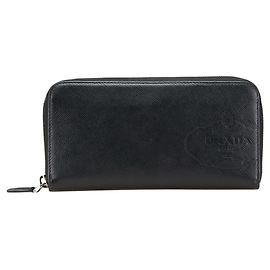 Prada Logo Saffiano Long Wallet Black