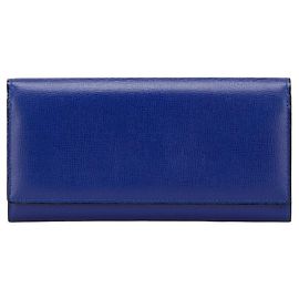 Valextra Men's Blue Leather Long Wallet Blue