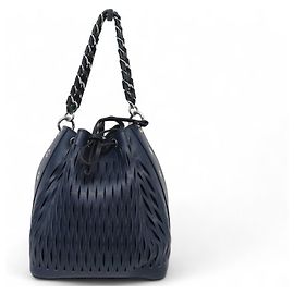 SONIA RYKIEL LE BALTARD BUCKET PERFORIERTE BLAUE LEDERHANDTASCHE Blau