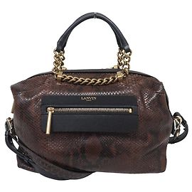 NUOVA BORSA A MANO LANVIN PADAM BOWLING PYTHON MARRONE CON TRACOLLA Marrone