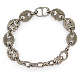 NEUES CHRISTIAN DIOR ARMBAND GOURMETTE SILBERNE METALLLINKS + BOX BANGLE Silber