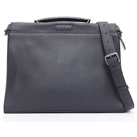Fendi black leather bug monster crossbody briefcase Black