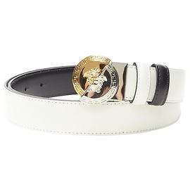 Versace reversible silver gold coin belt Black