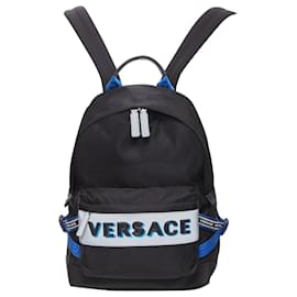 Versace-Mochila de nylon preta com alça Greca da Versace-Preto