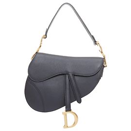 Schwarze Leder-Satteltasche von Christian Dior Schwarz