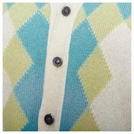 Versace-Cardigã de lã e cashmere com padrão argyle Gianni Versace-Amarelo